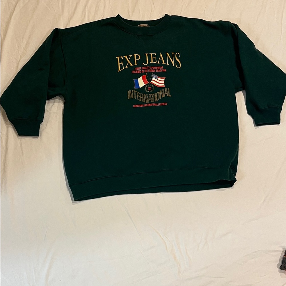 Vintage Express Embroidered Dark Green Crewneck Sweatshirt Oversized L